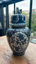 Grote Delfts blauwe vaas met deksel, Antiek en Kunst, Ophalen of Verzenden