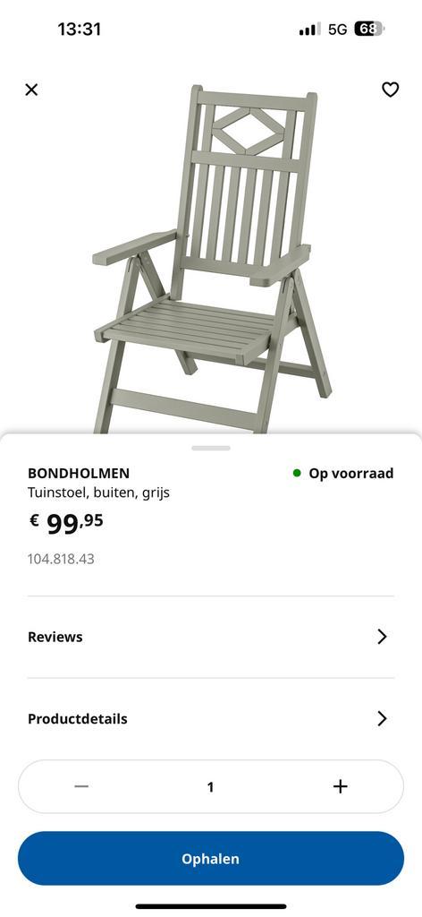 4x grijze eucalyptus houten stoelen, verstelbaar, NIEUW, Tuin en Terras, Tuinstoelen, Nieuw, Hout, Inklapbaar, Verstelbaar, Ophalen