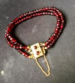 Granaten ketting met 14 krt gouden bakslot, Ophalen of Verzenden, Zo goed als nieuw, Overige kleuren, Goud