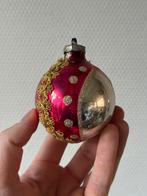 Grote Rijkelijk Gedecoreerde Vintage Glazen Kerstbal, Retro, Ophalen of Verzenden, Gebruikt