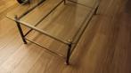 Glazen salontafel, Huis en Inrichting, Gebruikt, 100 tot 150 cm, Minder dan 50 cm, Rechthoekig