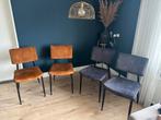 Eettafelstoelen prontowonen suede anttaciet/cognac, Huis en Inrichting, Ophalen, Zwart, Zo goed als nieuw, Metaal
