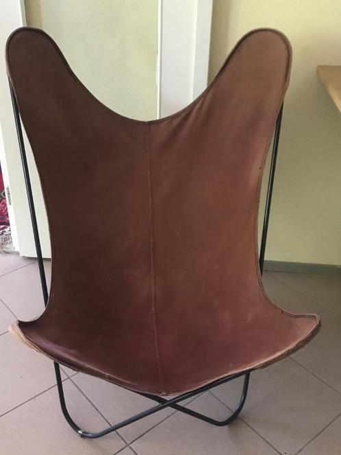 Vlinderstoel canvas, Huis en Inrichting, Stoelen, Gebruikt, Eén, Metaal, Stof, Zwart, Ophalen