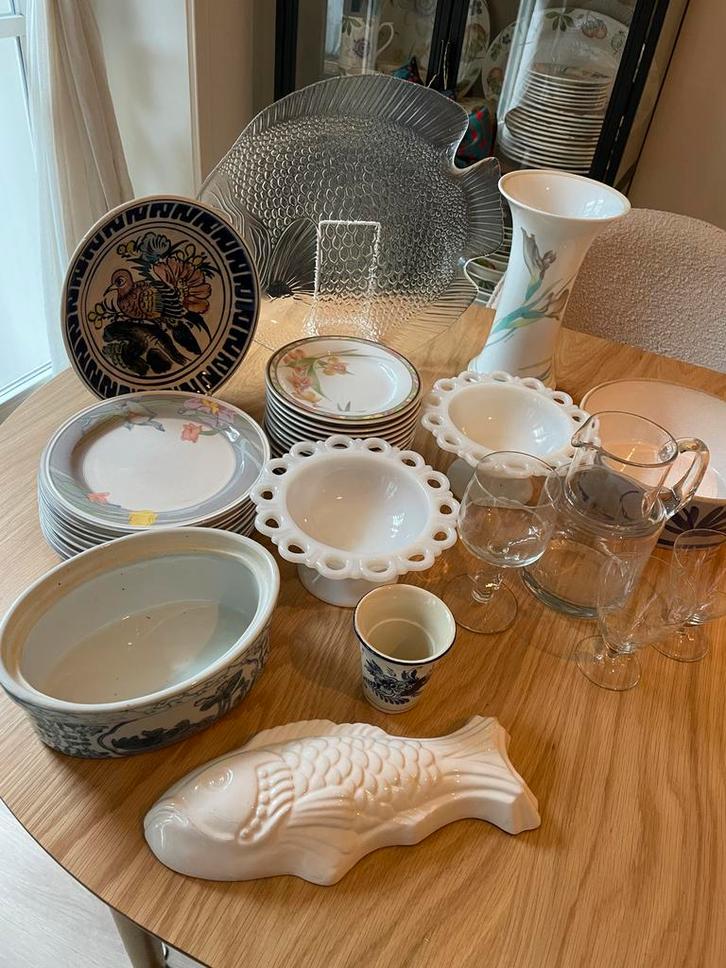 Verzameling met aardewerk, vaas en glaswerk! 33 stuks!, Antiek en Kunst, Antiek | Servies los, Ophalen of Verzenden