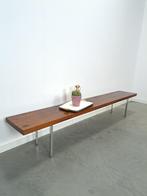 Massief mahonie houten bank met chromen poten vintage, Ophalen of Verzenden, Gebruikt