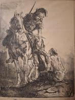 Litho J.H. Jurres: Ruiter en Figuur, Antiek en Kunst, Kunst | Tekeningen en Foto's, Ophalen of Verzenden