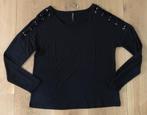 Jean Pascale zwarte longsleeve met open/veter schouders S/M, Maat 38/40 (M), Zwart, Ophalen of Verzenden, Zo goed als nieuw