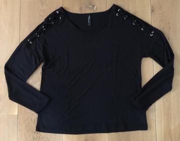 Jean Pascale zwarte longsleeve met open/veter schouders S/M beschikbaar voor biedingen