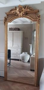 Grote antieke staande deels vergulde spiegel.., Antiek en Kunst, Antiek | Spiegels, Ophalen of Verzenden