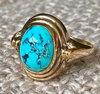 Ring  goud 8 krt gemerkt  333 natuurlijk Turkoois Vintage, Ophalen of Verzenden, Zo goed als nieuw, Met edelsteen, Dame