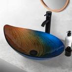 Opbouw Glazen wastafel waskom met kraan veelkleurige, wasbak, Sanitair-online.eu, Sanitair-online.eu, Glas, Nieuw