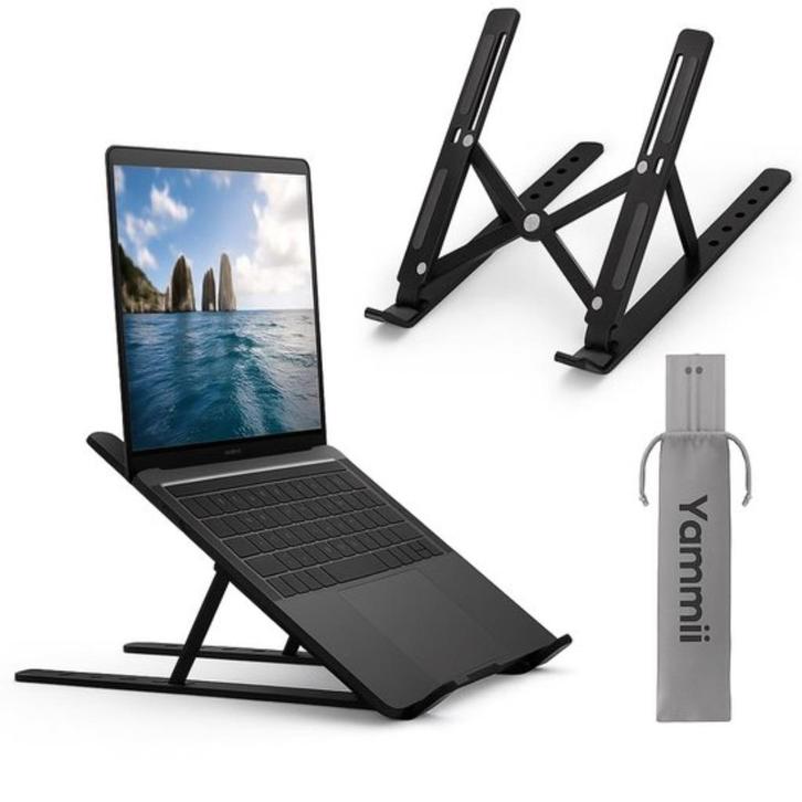 Yammii Laptop Standaard Aluminium – Verstelbaar - Opvouwbaar, Computers en Software, Laptopstandaarden, Nieuw, In diepte verstelbaar