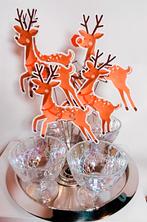 Kerst decoratie met rendieren en glazen schaaltjes, Ophalen of Verzenden, Zo goed als nieuw, Huisaccessoire