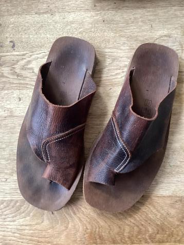 Mt 43 bruine leren teenslippers slippers heren beschikbaar voor biedingen
