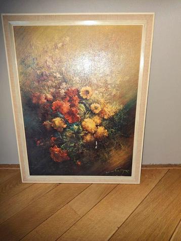 Vintage Bloemen Schilderij in Lijst beschikbaar voor biedingen