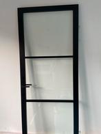 Zwarte houten opslagdeur glad/zwart, 215 cm of meer, Glas, 80 tot 100 cm, Zo goed als nieuw