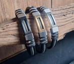 Nieuwe herenarmband - 3 kleuren, Staal, Zwart, Nieuw, Ophalen of Verzenden