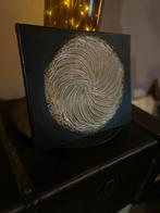 Abstract schilderij met gouden cirkel, Ophalen of Verzenden