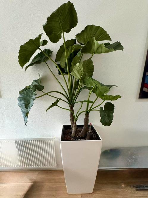 Witte pot met kunstplant - 3x, Huis en Inrichting, Woonaccessoires | Kunstplanten en Kunstbloemen, Ophalen