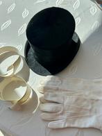 Hoge hoed met handschoenen/boordjes, Ophalen of Verzenden, Zo goed als nieuw, 58 cm (L, 7¼ inch) of meer