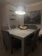 Tafel + eetkamerstoelen, Huis en Inrichting, Tafels | Eettafels, Ophalen, Gebruikt, Vierkant, Vijf personen of meer