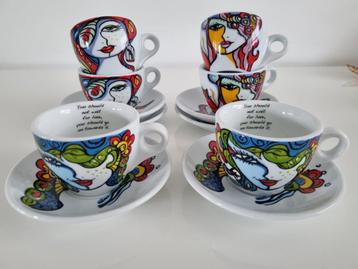 Prachtige kop en schotels gezichten Josien Broeren servies beschikbaar voor biedingen