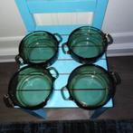 Arcoroc France Smoked glass / rookglas soepkommen set van 4, Huis en Inrichting, Keuken | Servies, Ophalen, Gebruikt, Glas, Kom(men)
