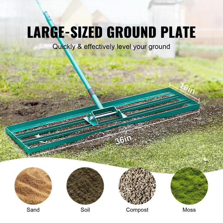 Gazon Nivelleerhark - Verlengde Stalen Handgreep, Tuin en Terras, Hand-tuingereedschap, Nieuw, Hark, Verzenden
