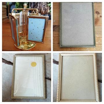 Goudkleurig fotolijstjes o.a. bol glas vintage en Jyden beschikbaar voor biedingen