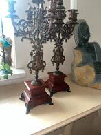 Antieke Franse Kandelaars  Verguld Brons & Marmer set prijs, Antiek en Kunst, Ophalen of Verzenden, Koper of Brons