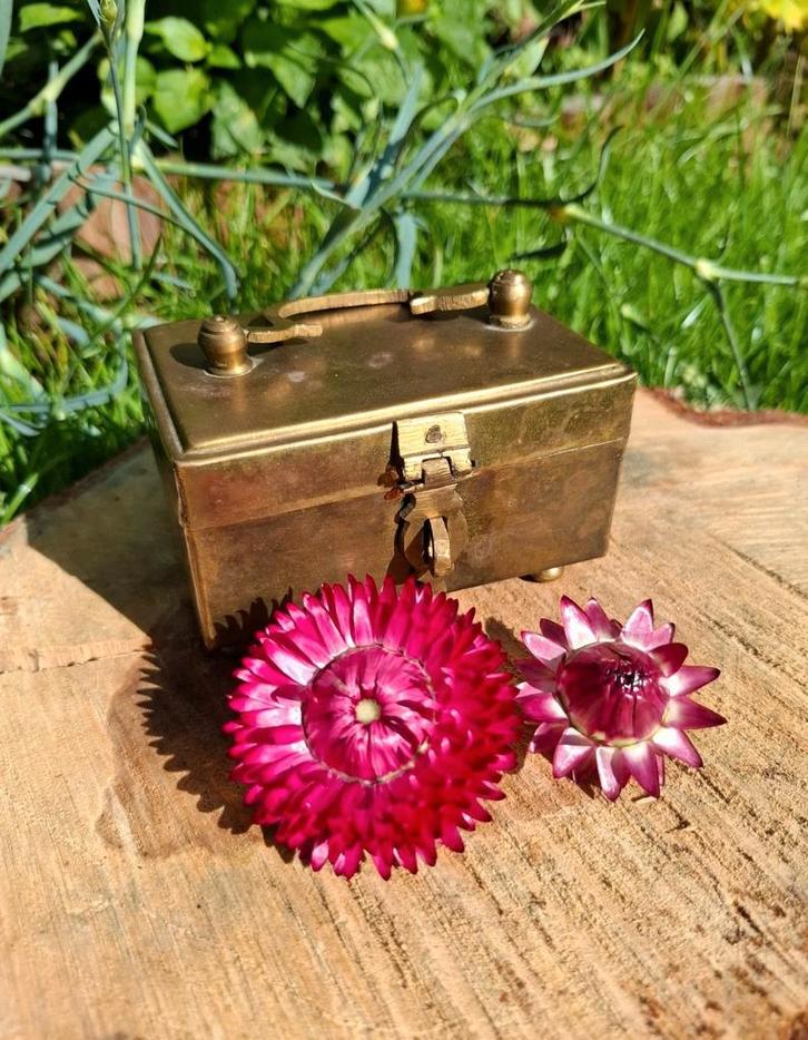 Vintage koperen sieradenkistje, schatkistje, Antiek en Kunst, Antiek | Koper en Brons, Ophalen of Verzenden