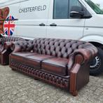Chesterfield bankstel 3+2 zit model Windsor. Leer., Huis en Inrichting, Ophalen, Gebruikt, Delta Chesterfield, Springvale, Chesterfield