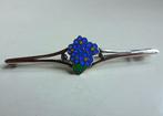 Oude Hollands zilveren broche: emaille vergeet-mij-nietjes, Ophalen of Verzenden, Zilver, Broche