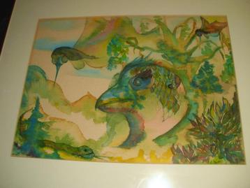 Oude aquarel  beschikbaar voor biedingen