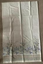 Grote lap stof, gordijn met bloemen, bloemetjes beige blauw, Overige kleuren, 120 cm of meer, Ophalen of Verzenden, Zo goed als nieuw