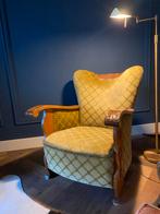 Vintage fauteuil geel/groen, Huis en Inrichting, Fauteuils, Ophalen, Gebruikt, 75 tot 100 cm, 50 tot 75 cm