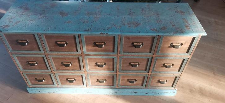 Apothekerskast met veel laden, Huis en Inrichting, Kasten | Ladekasten, Gebruikt, 100 tot 150 cm, 100 tot 150 cm, 25 tot 50 cm