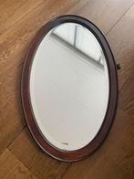 Antieke eikenhouten spiegel., Ophalen, Ovaal, Minder dan 50 cm, Minder dan 100 cm