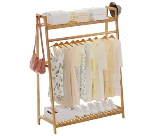 Kledingrek, Bamboe Kapstok, Huis en Inrichting, Woonaccessoires | Kapstokken, Nieuw, Wandkapstok, Minder dan 100 cm, Hout, Ophalen of Verzenden