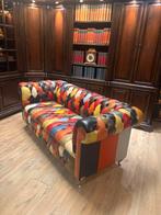 Chesterfield Bank 3 zits Multicolor Patchwork Buttonseat, Huis en Inrichting, Banken | Bankstellen, Ophalen, Gebruikt, Info@chesterfieldjunkie.nl