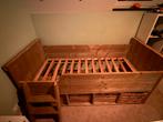 Steigerhouten bed met trap en kratjes - 212x97,5 cm, Ophalen, Gebruikt, 90 cm, Eenpersoons