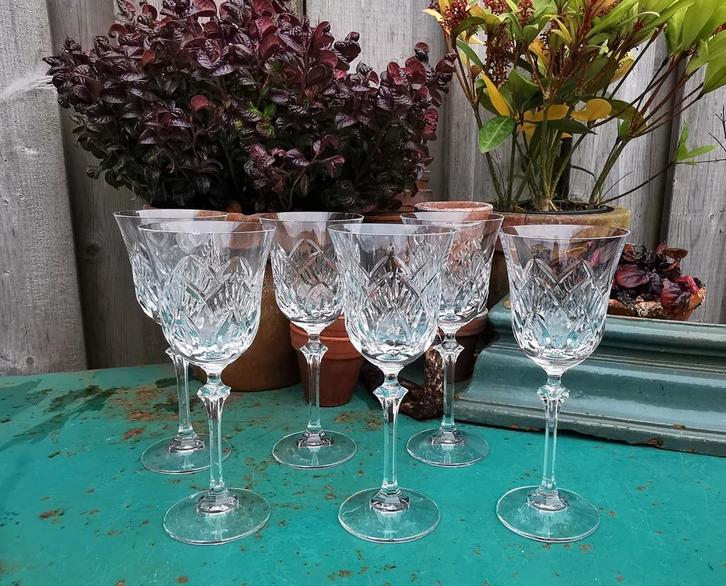 Kristallen wijnglazen nóg 4! met muizenbites ad rand Miekje, Verzamelen, Glas en Borrelglaasjes, Zo goed als nieuw, Overige typen