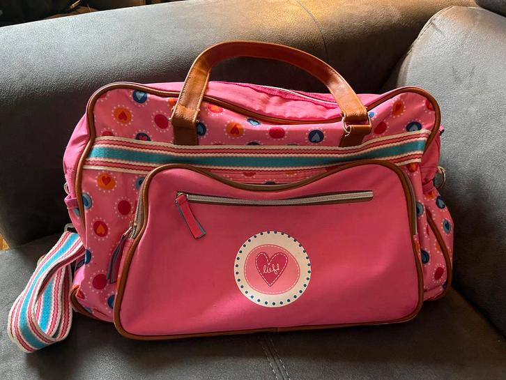 Lief - Roze luiertas met hartjes, Kinderen en Baby's, Luiertassen, Zo goed als nieuw, Schoudertas, Ophalen of Verzenden