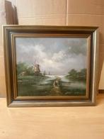 Prachtig olieverf schilderij landelijk tafereel, Ophalen of Verzenden