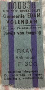 Toegangsbewijs RKAV Volendam, Verzenden, Gebruikt, Overige binnenlandse clubs, Overige typen