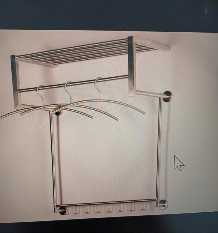 RVS Kapstok met Hoedenplank & Haken, met 12 RVS hangers, Huis en Inrichting, Woonaccessoires | Kapstokken, Zo goed als nieuw, Wandkapstok