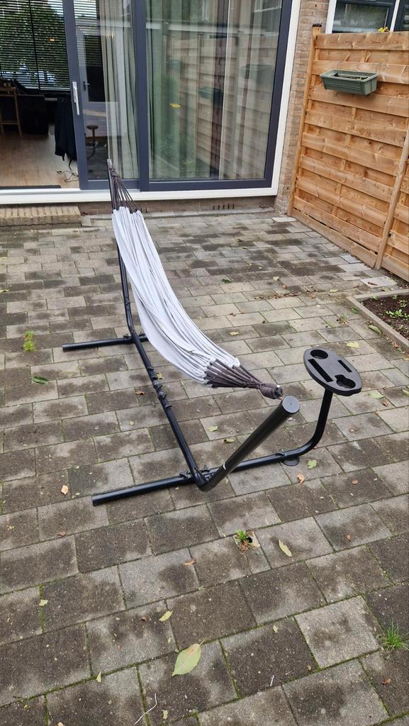 Hangmat met borreltafeltje, Tuin en Terras, Hangmatten, Gebruikt, Eenpersoons, Met standaard, Binnen, Buiten, Ophalen