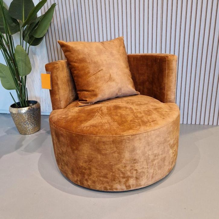 Ronde fauteuil / Loveseat – luxe velvet stof, Huis en Inrichting, Fauteuils, Nieuw, Stof, 75 tot 100 cm, 75 tot 100 cm, Ophalen