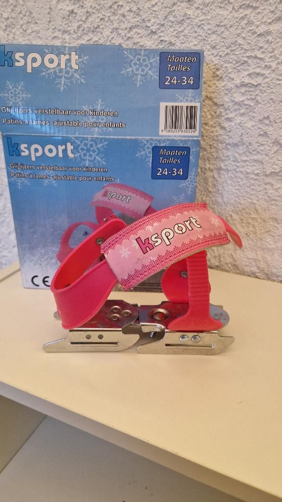 Glij ijzers schaatsen kind roze en blauwe, Ophalen of Verzenden, Gebruikt, Overige typen, Nijdam
