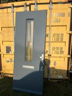 Houten voordeur antraciet met glas en meerpunt sluiting, Ophalen, 80 tot 100 cm, 200 tot 215 cm, Buitendeur